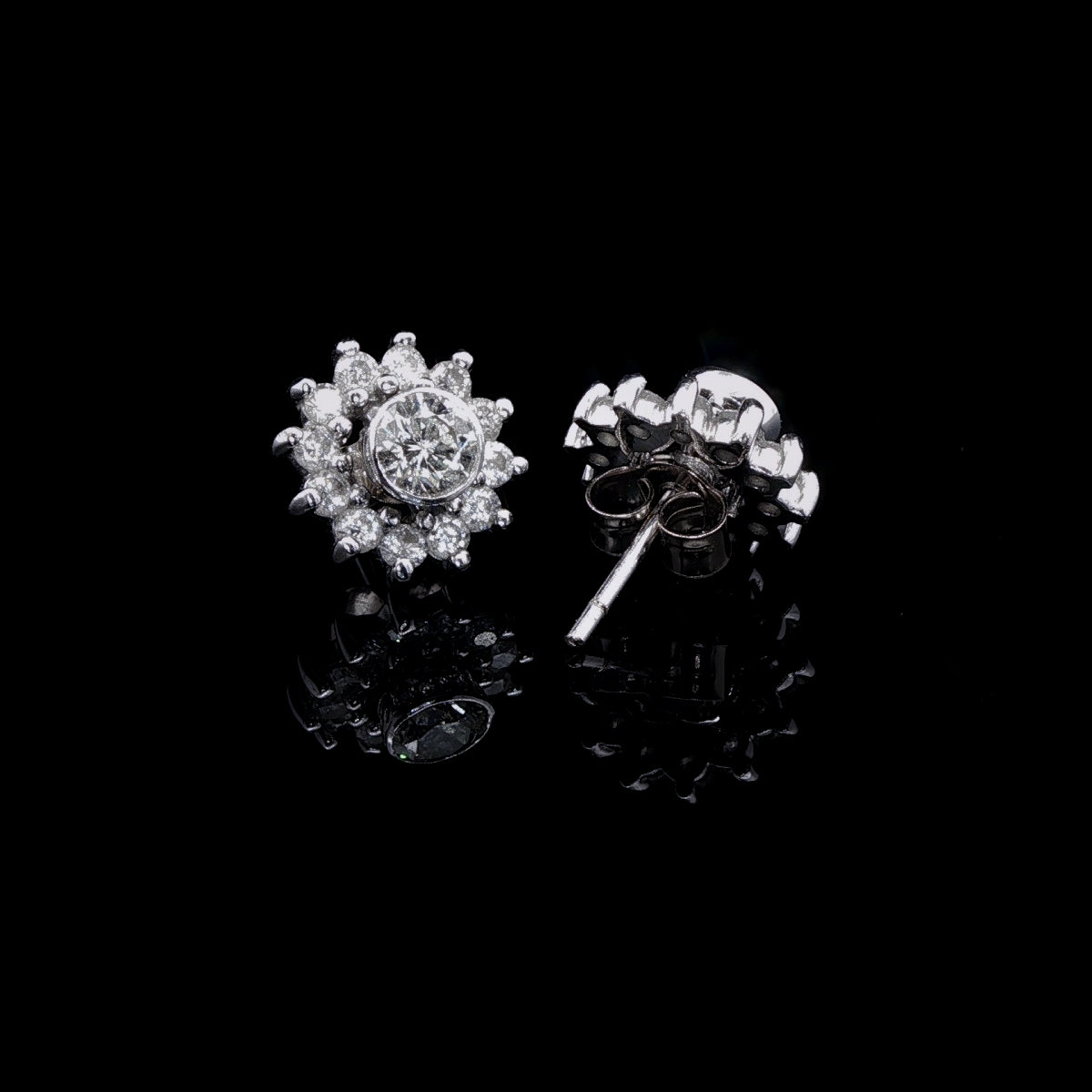 18ct White Gold Diamond Stud Earrings with Detachable Diamond Enhancers