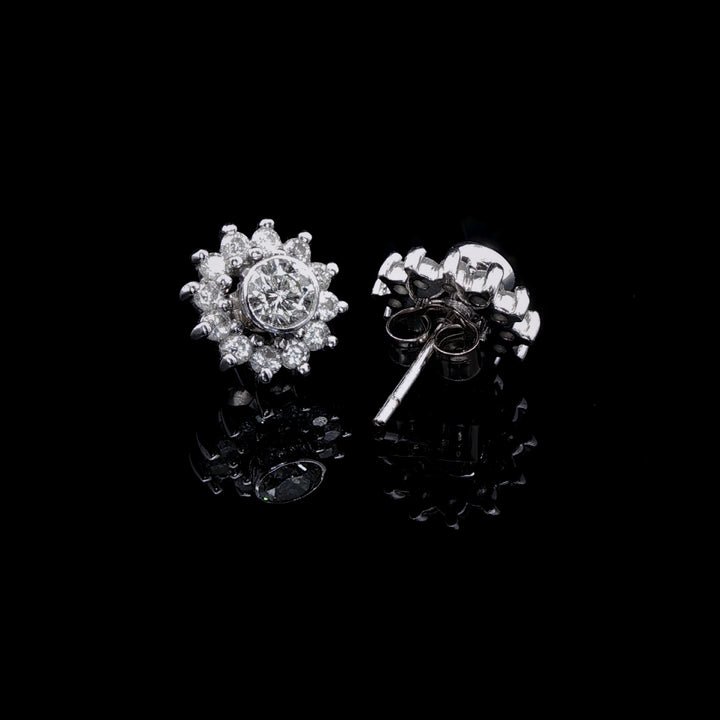 18ct White Gold Diamond Stud Earrings with Detachable Diamond Enhancers