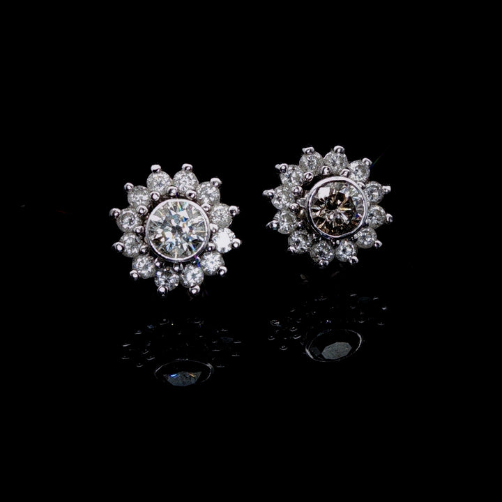 18ct White Gold Diamond Stud Earrings with Detachable Diamond Enhancers