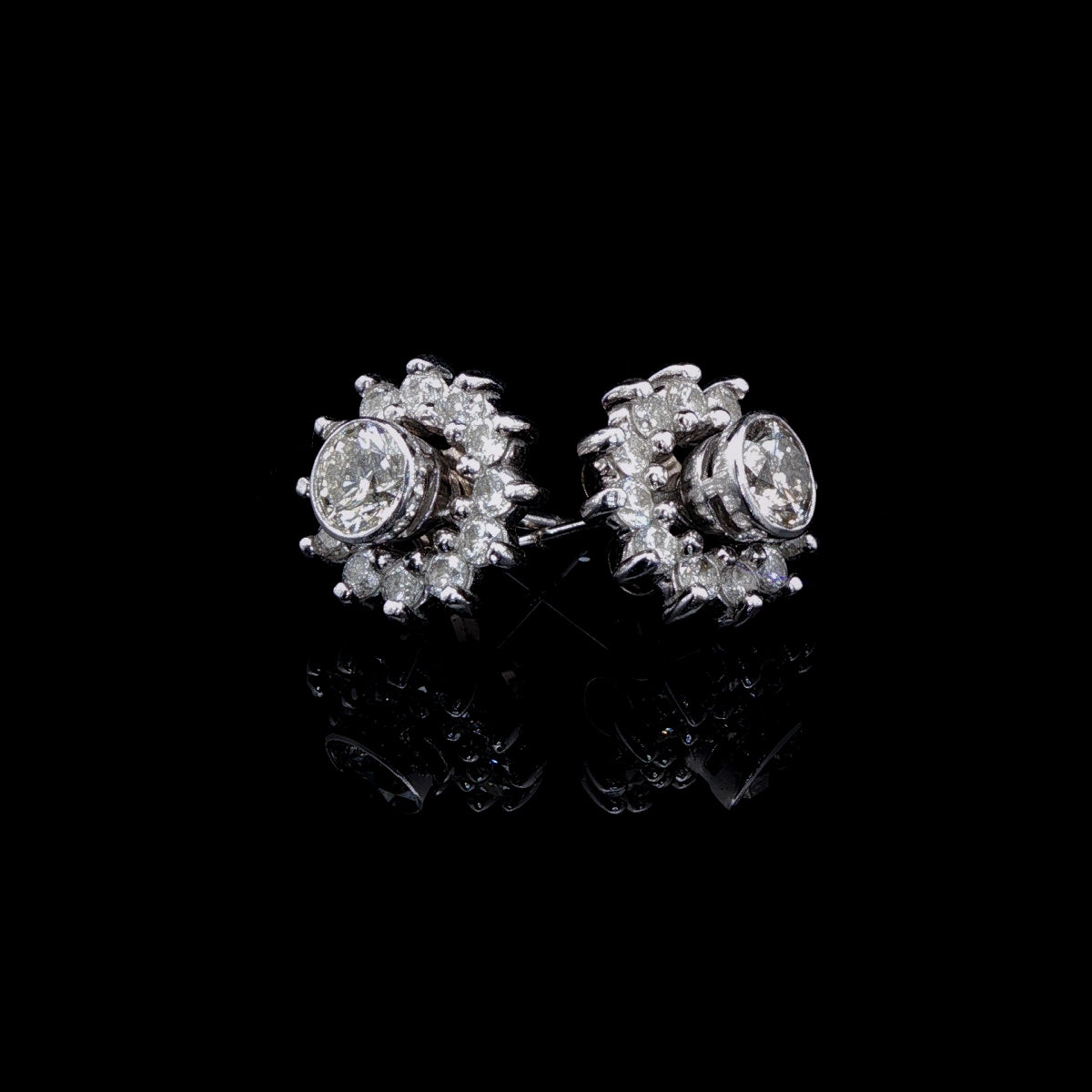 18ct White Gold Diamond Stud Earrings with Detachable Diamond Enhancers