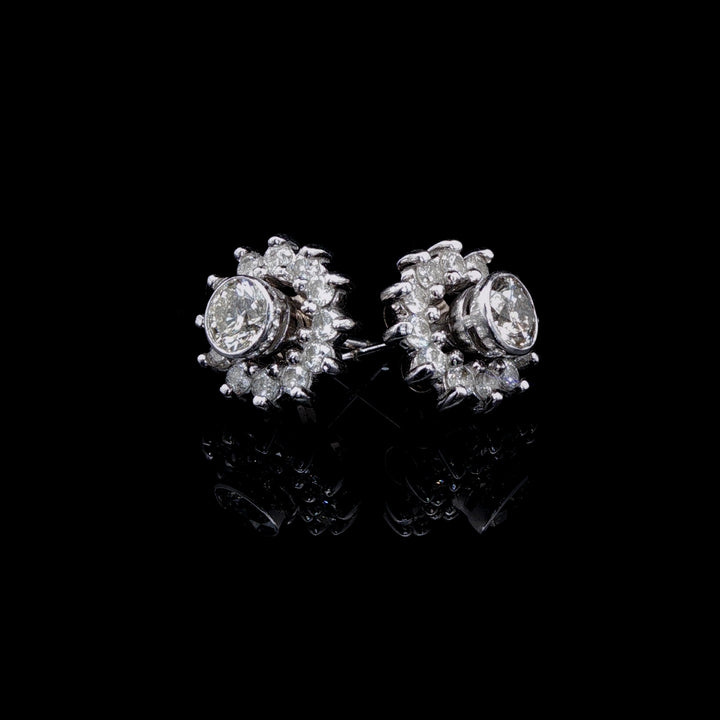 18ct White Gold Diamond Stud Earrings with Detachable Diamond Enhancers