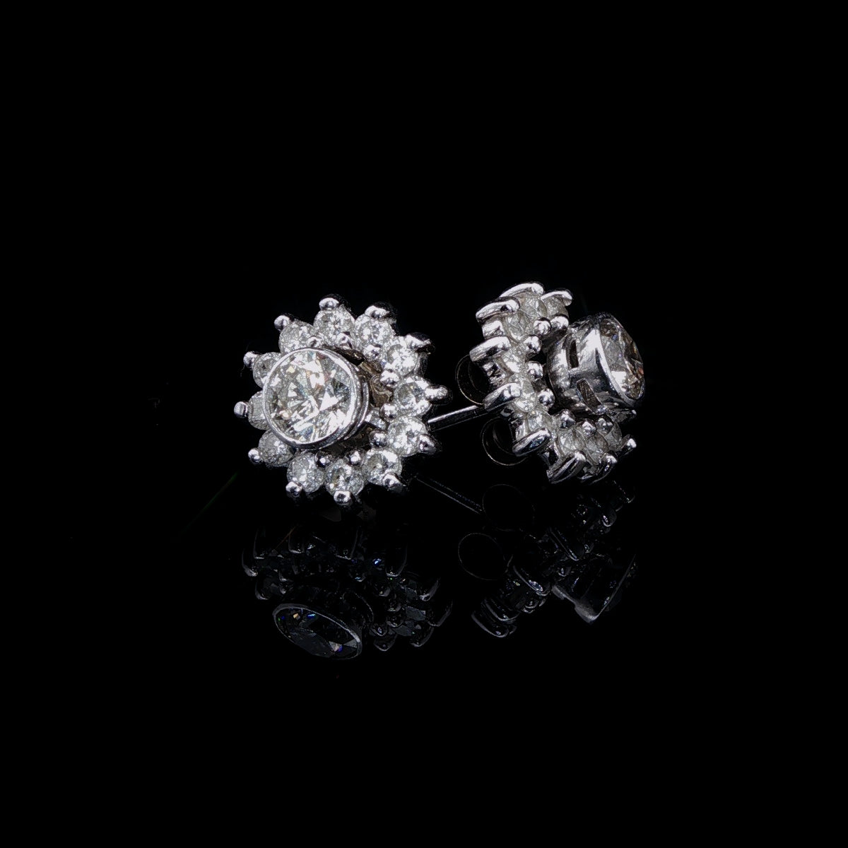 18ct White Gold Diamond Stud Earrings with Detachable Diamond Enhancers