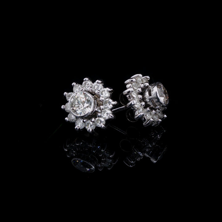 18ct White Gold Diamond Stud Earrings with Detachable Diamond Enhancers