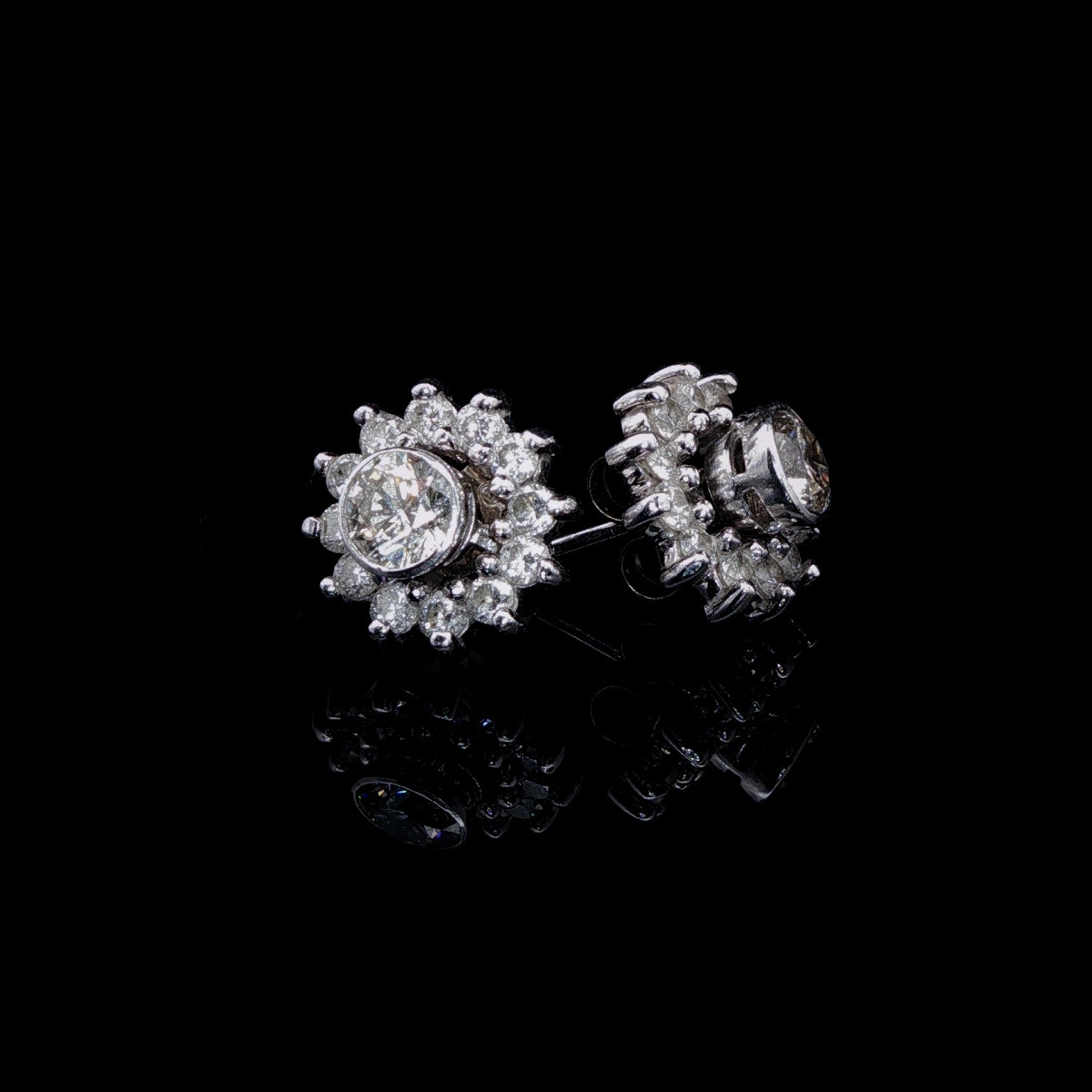 18ct White Gold Diamond Stud Earrings with Detachable Diamond Enhancers