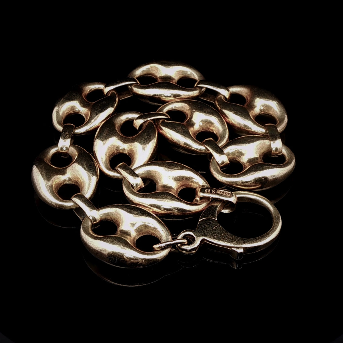 Vintage 14k Yellow Gold Mariner Link Bracelet, 25.7g