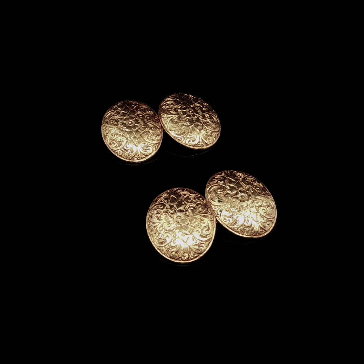 Antique Victorian 15ct Yellow Gold Engraved Cufflinks, London 1884