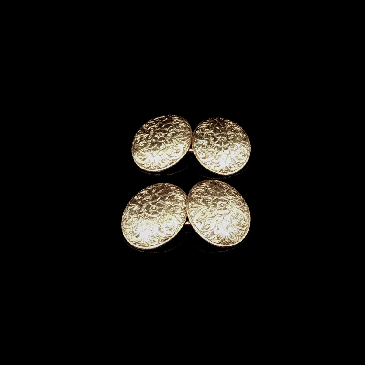 Antique Victorian 15ct Yellow Gold Engraved Cufflinks, London 1884