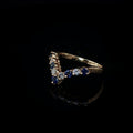 Vintage 18ct Yellow Gold Sapphire and Diamond Wishbone Ring