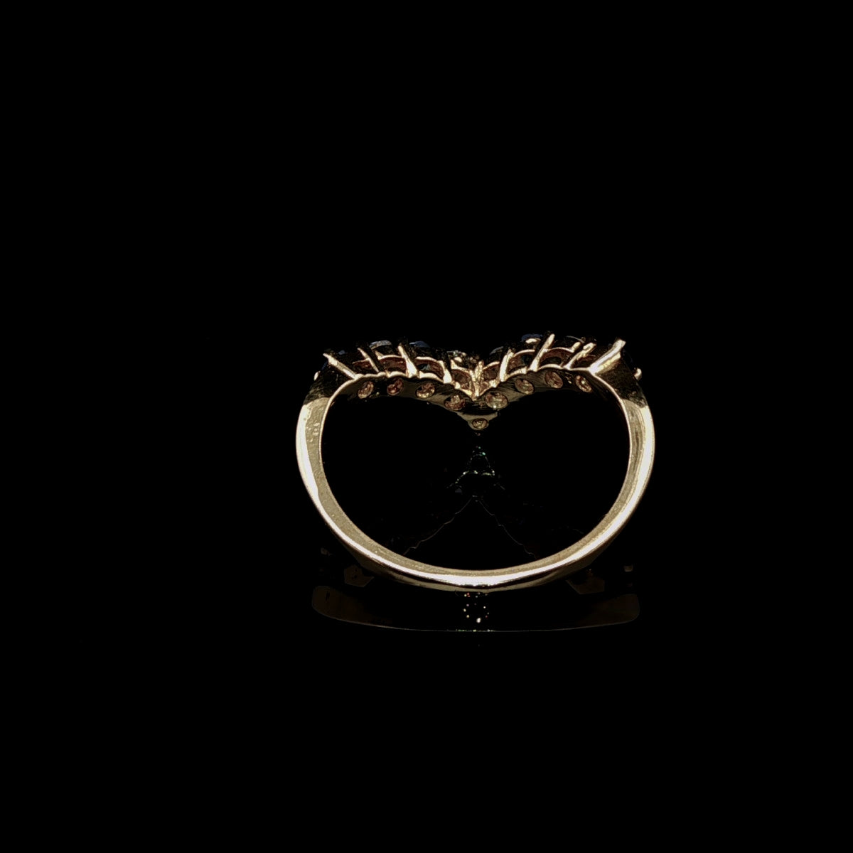 Vintage 18ct Yellow Gold Sapphire and Diamond Wishbone Ring