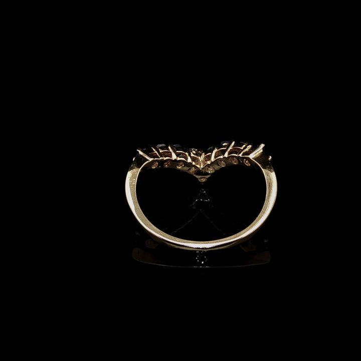 Vintage 18ct Yellow Gold Sapphire and Diamond Wishbone Ring