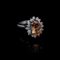 18ct White Gold 2.50ct Yellow Topaz and Diamond Cluster Ring