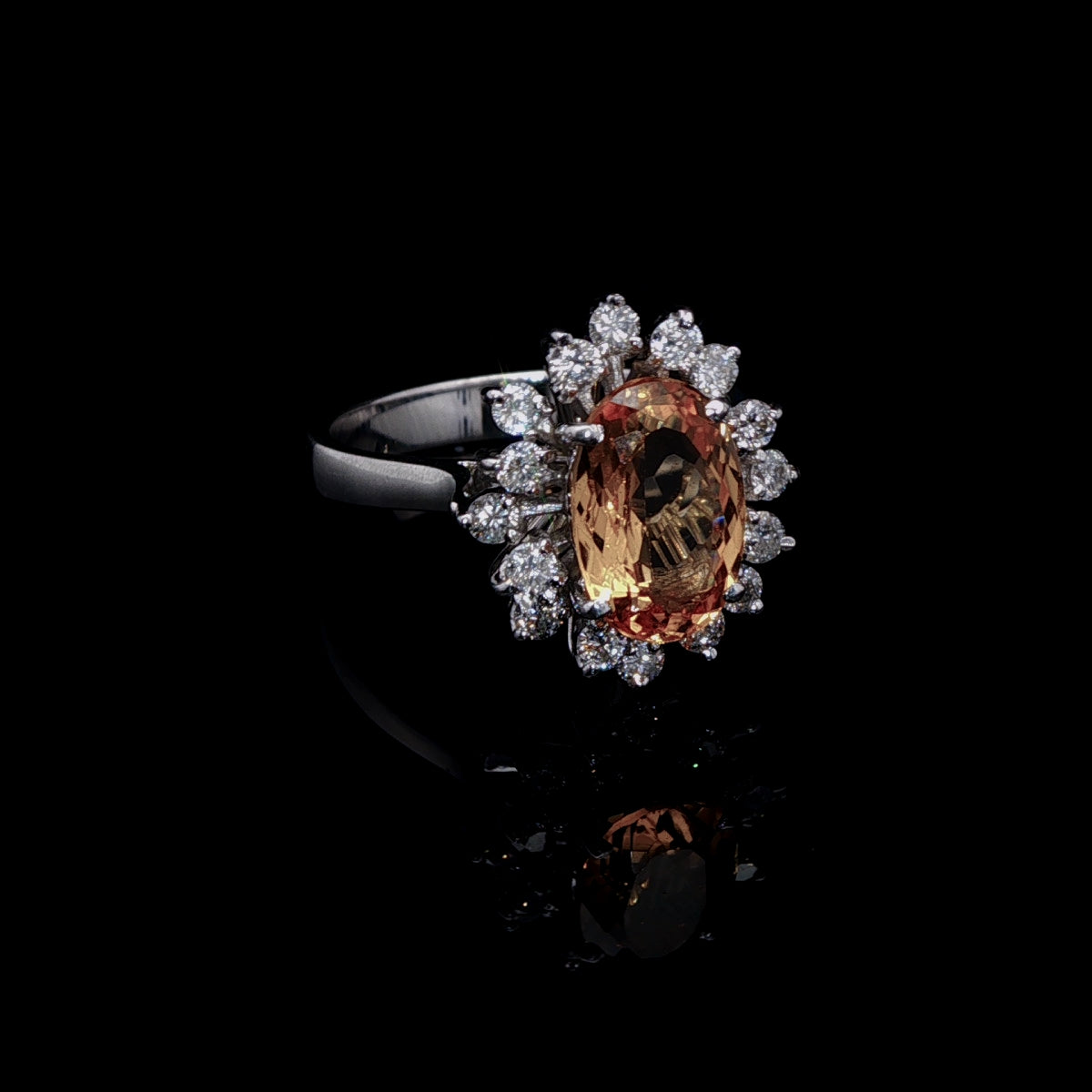 18ct White Gold 2.50ct Yellow Topaz and Diamond Cluster Ring