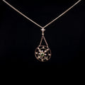 Vintage 9ct Yellow Gold Peridot and Pearl Round Pendant