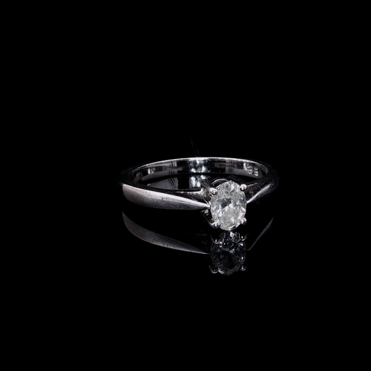 18ct White Gold Oval Diamond Single Stone Ring, 0.33ct