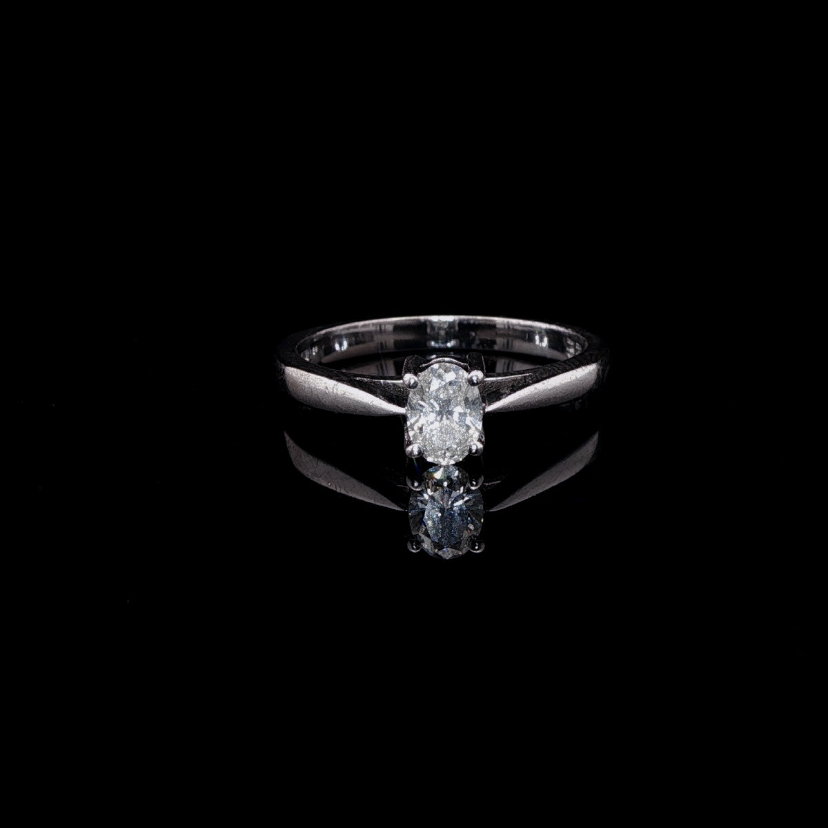 18ct White Gold Oval Diamond Single Stone Ring, 0.33ct