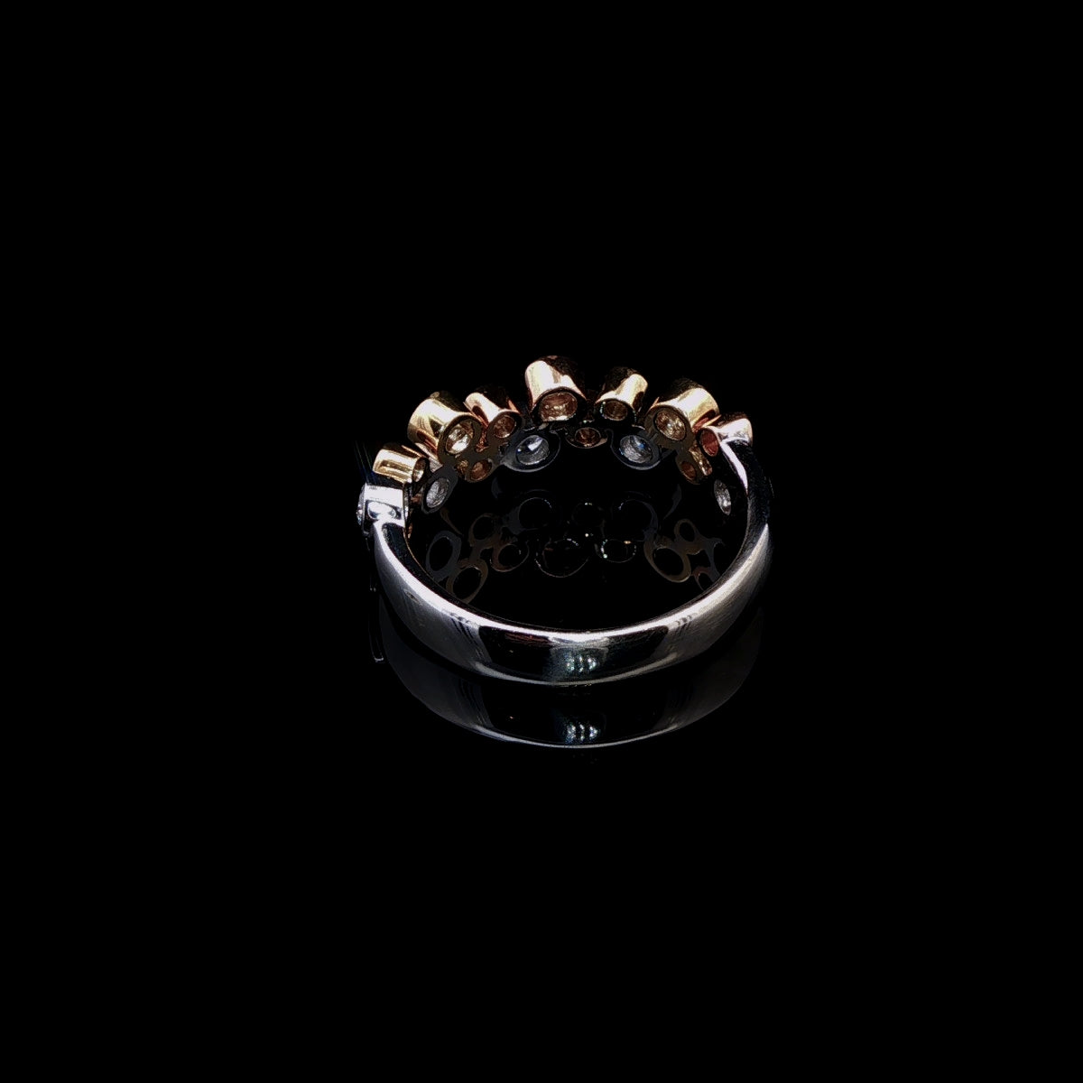 18ct Yellow and White Gold Two Row Diamond Bubble Ring, 1.06ct
