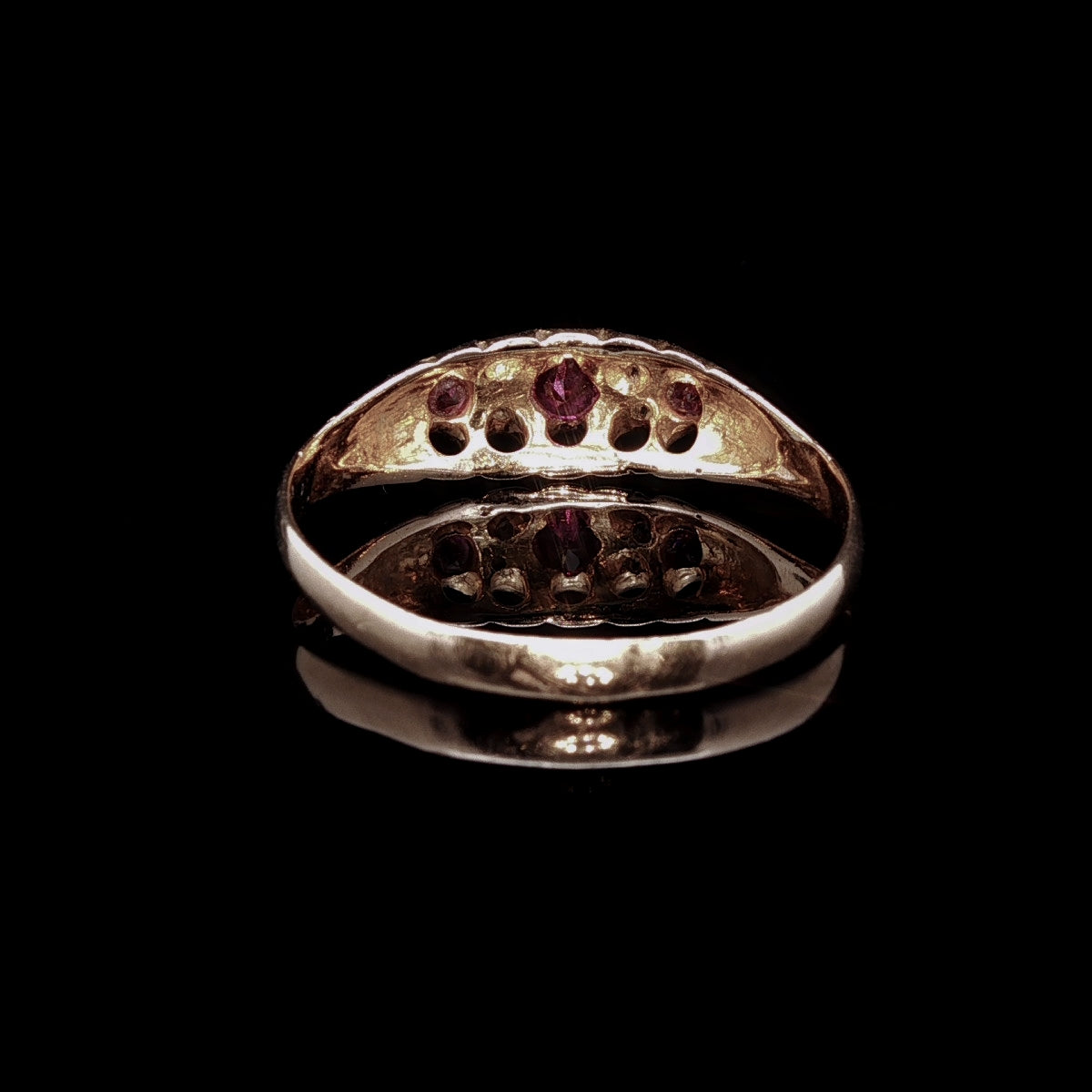 Antique Edwardian  18ct Yellow Gold Ruby and Rose-Cut Diamond Ring, Chester 1905