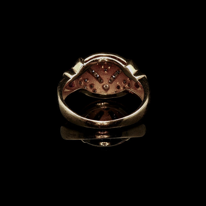 Vintage 18ct Yellow Gold Diamond Pavé and Ruby Cocktail Ring