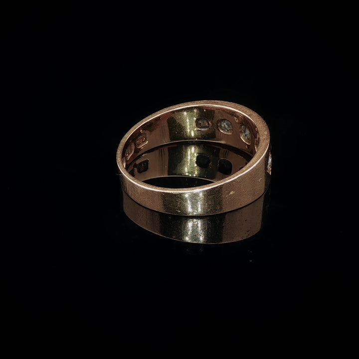 Victorian 18ct Yellow Gold Five Stone Old Cut Diamond Gypsy Ring, Chester 1882