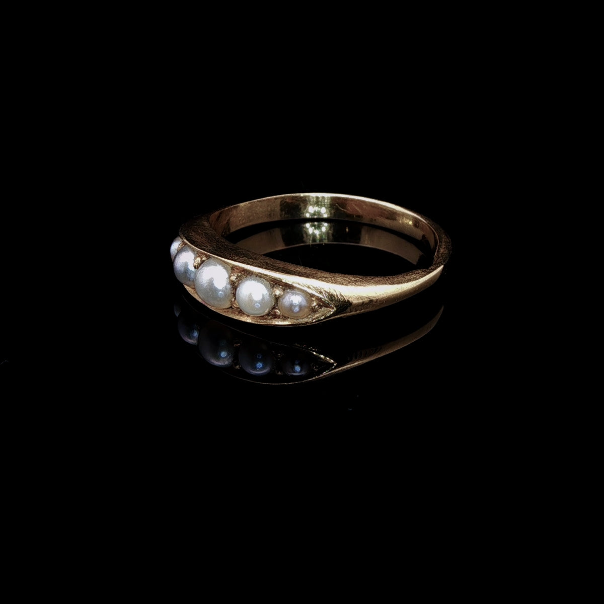 Antique 18ct Gold and Five Pearl Ring, Circa 1880