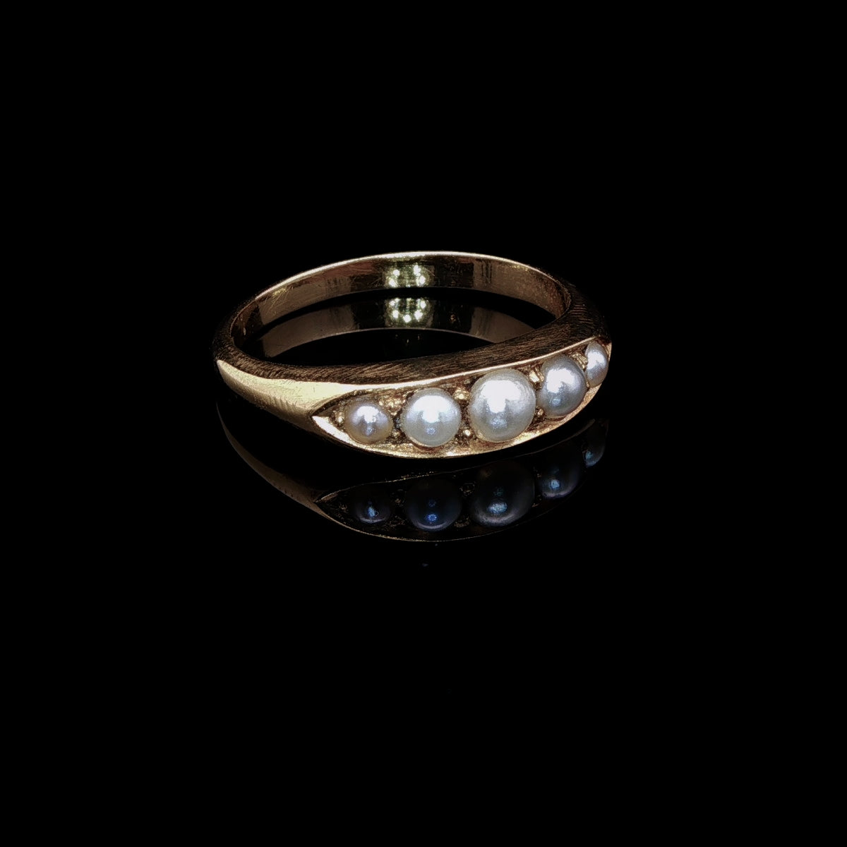 Antique 18ct Gold and Five Pearl Ring, Circa 1880