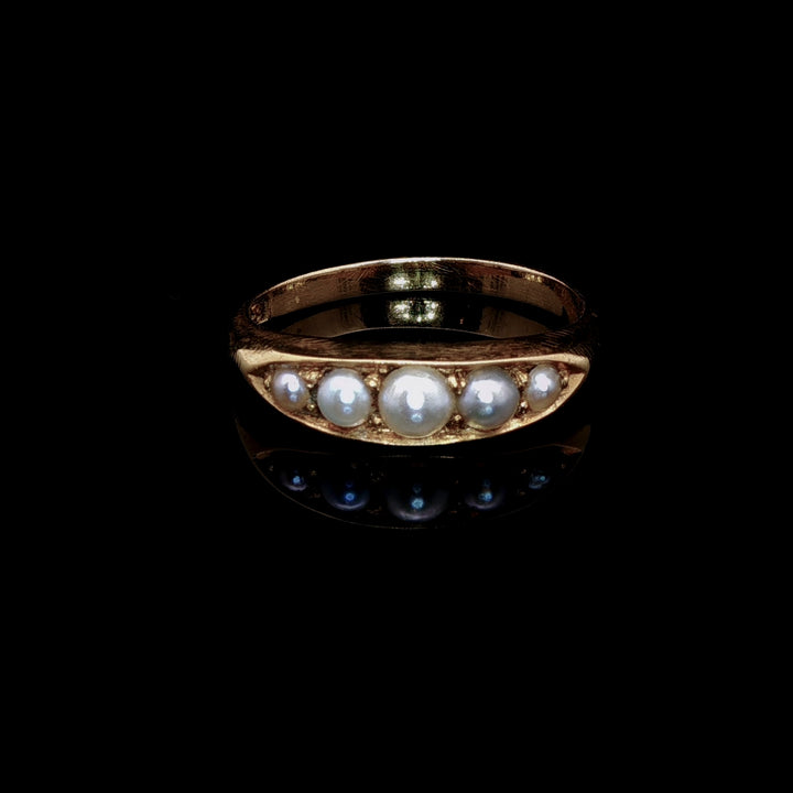Antique 18ct Gold and Five Pearl Ring, Circa 1880