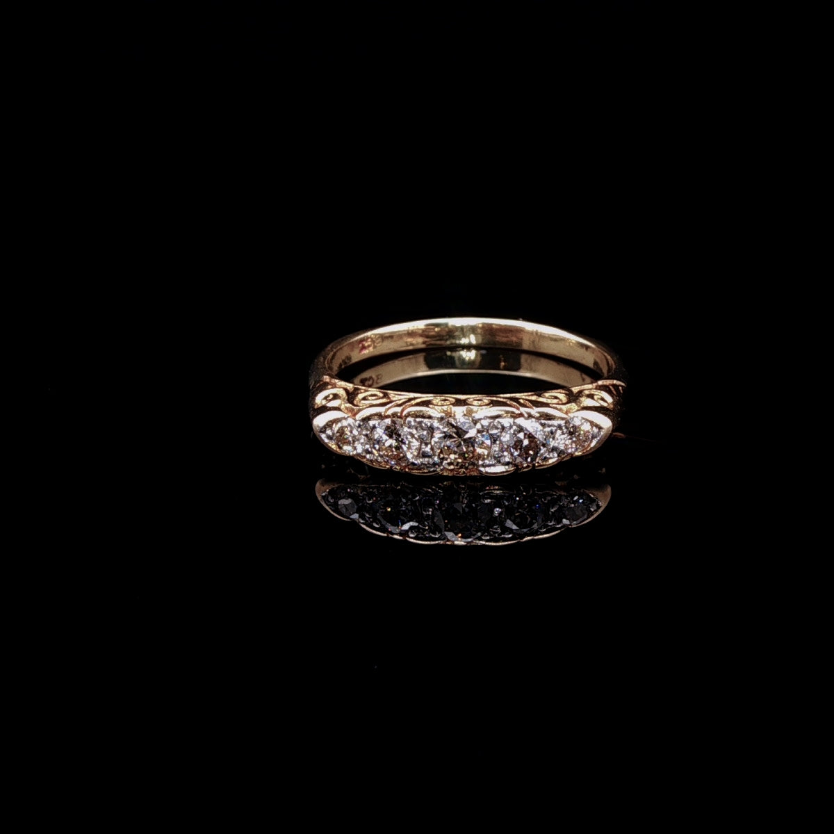Antique 18ct Gold Five Stone Old Cut Diamond Ring, 0.55ct