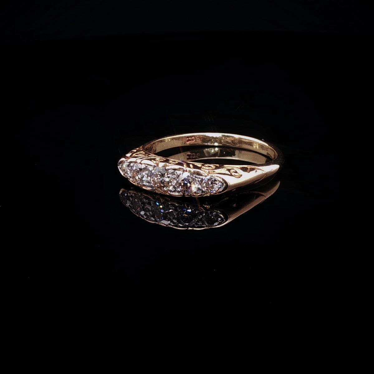 Antique 18ct Gold Five Stone Old Cut Diamond Ring, 0.55ct