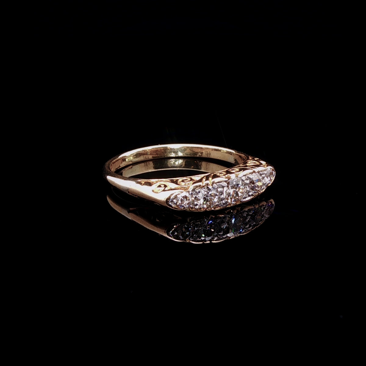 Antique 18ct Gold Five Stone Old Cut Diamond Ring, 0.55ct