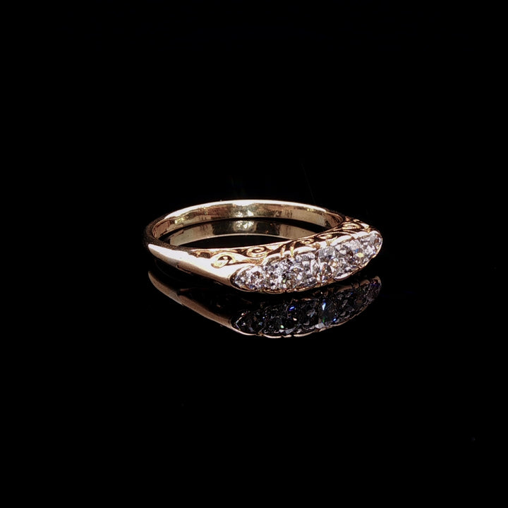 Antique 18ct Gold Five Stone Old Cut Diamond Ring, 0.55ct