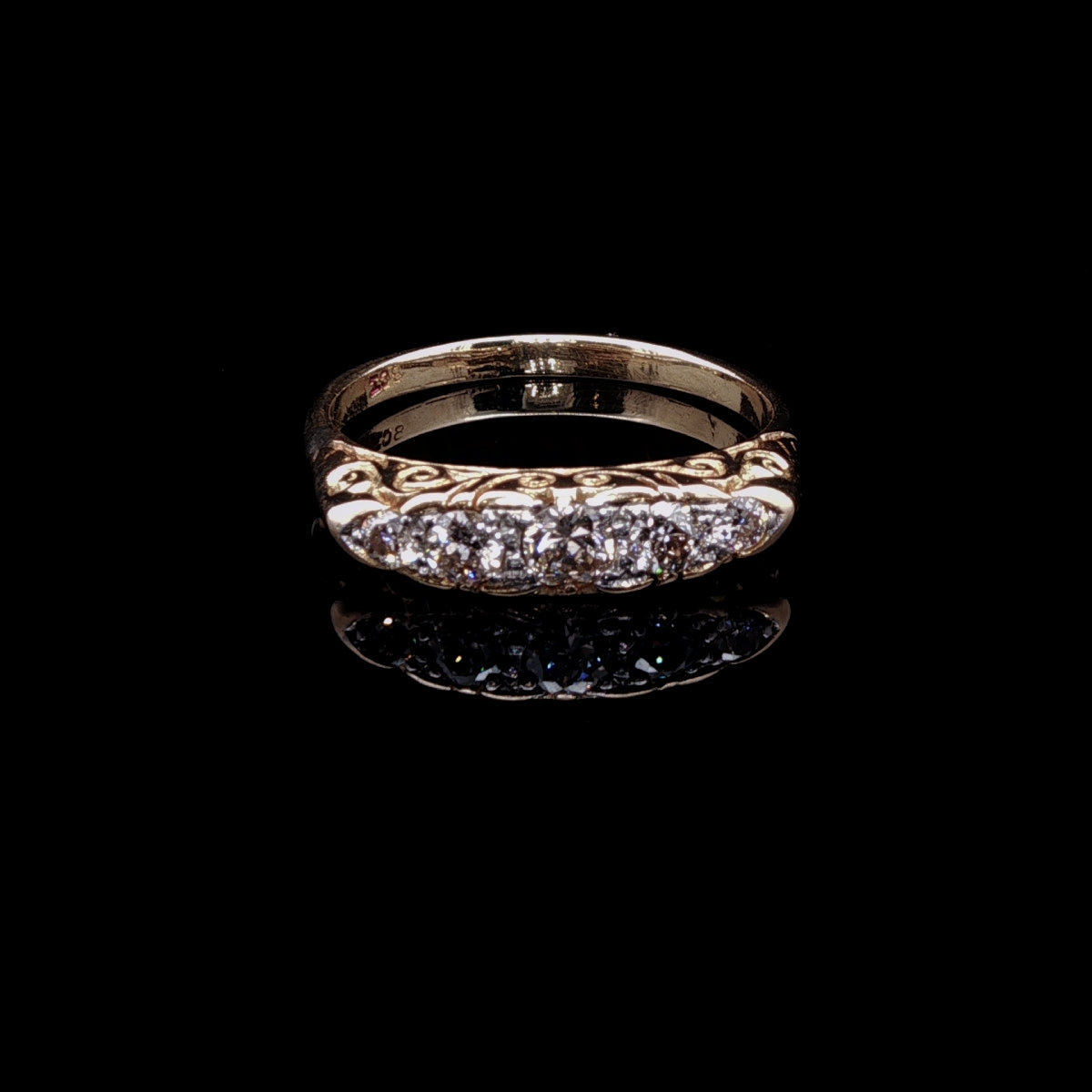 Antique 18ct Gold Five Stone Old Cut Diamond Ring, 0.55ct