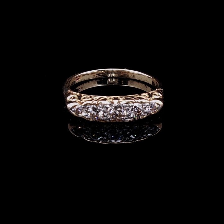 Antique 18ct Gold Five Stone Old Cut Diamond Ring, 0.55ct