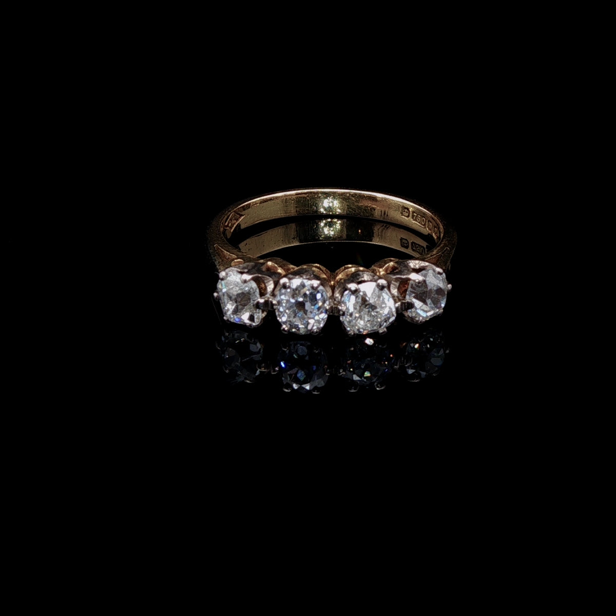 18ct Gold Old Cut Four Stone Diamond Ring