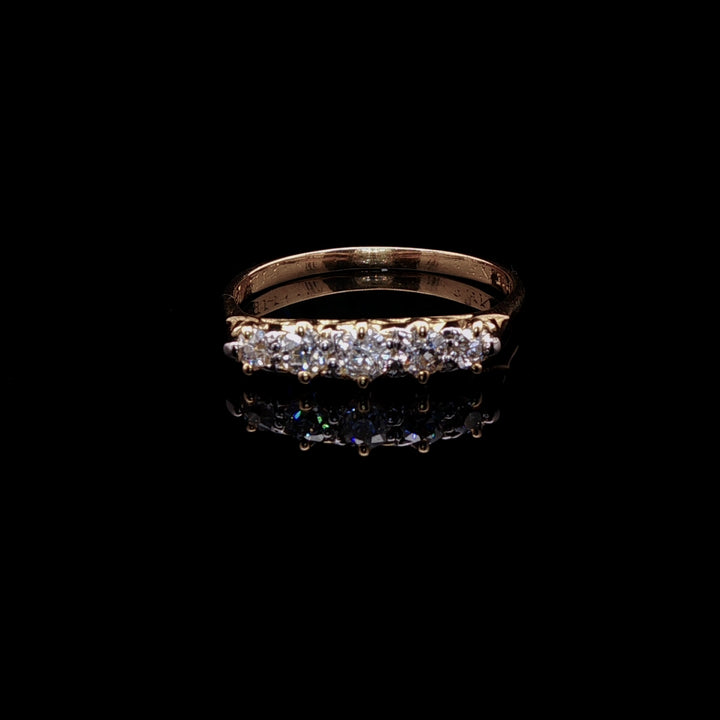 Antique 18ct Yellow Gold Five Stone Old Cut Diamond Ring