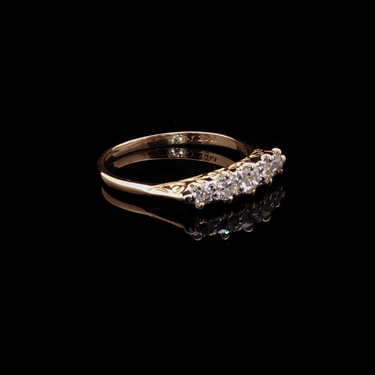 Antique 18ct Yellow Gold Five Stone Old Cut Diamond Ring