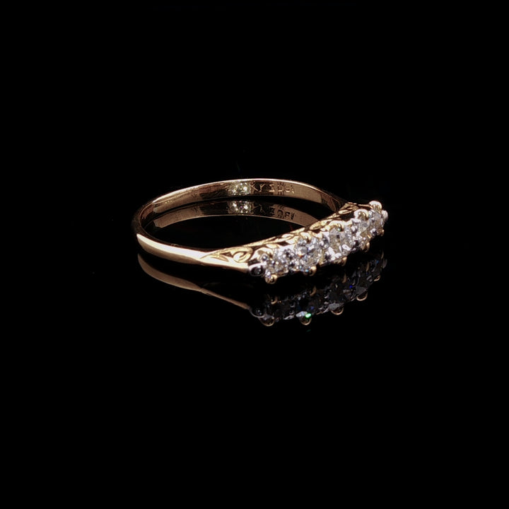 Antique 18ct Yellow Gold Five Stone Old Cut Diamond Ring