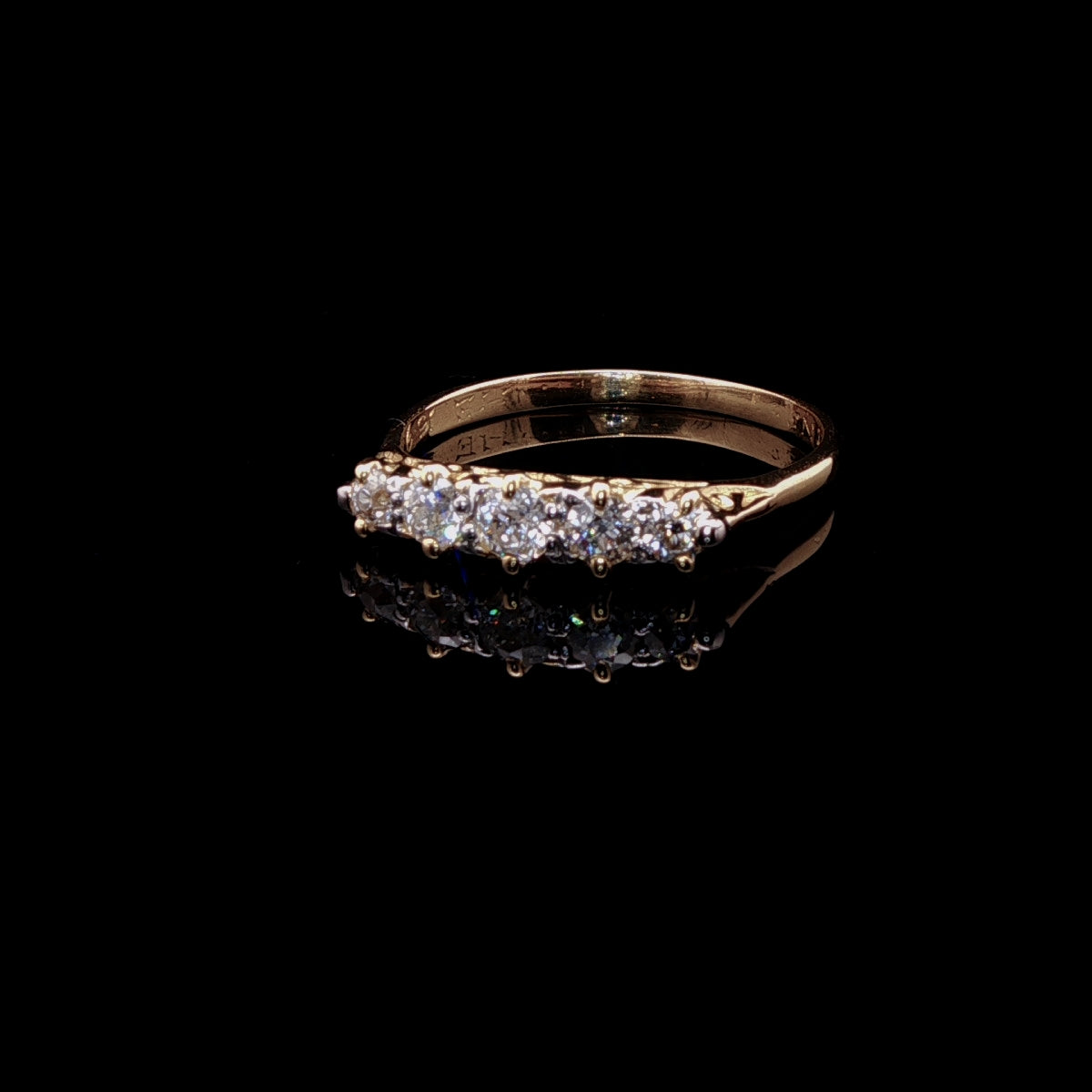 Antique 18ct Yellow Gold Five Stone Old Cut Diamond Ring