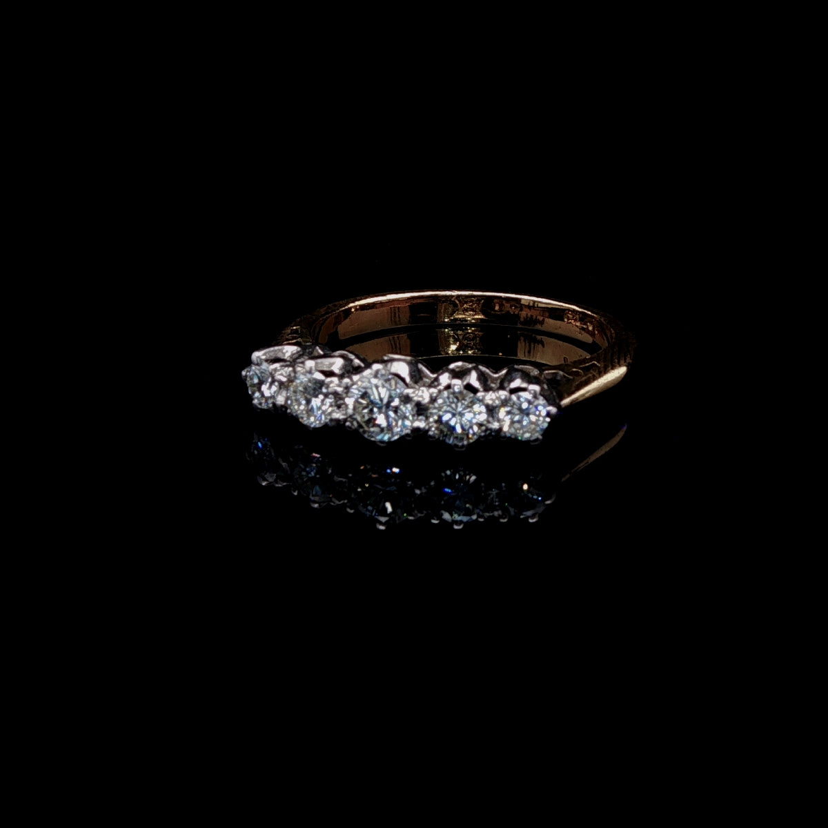 18ct Gold Five Stone Brilliant Cut Diamond Ring, 0.50ct