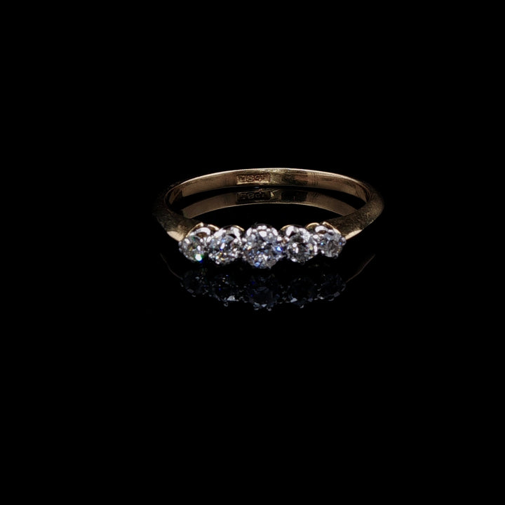 18ct Gold Five Stone Old Cut Diamond Ring
