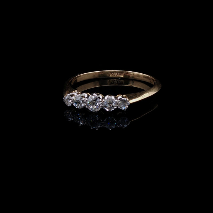 18ct Gold Five Stone Old Cut Diamond Ring