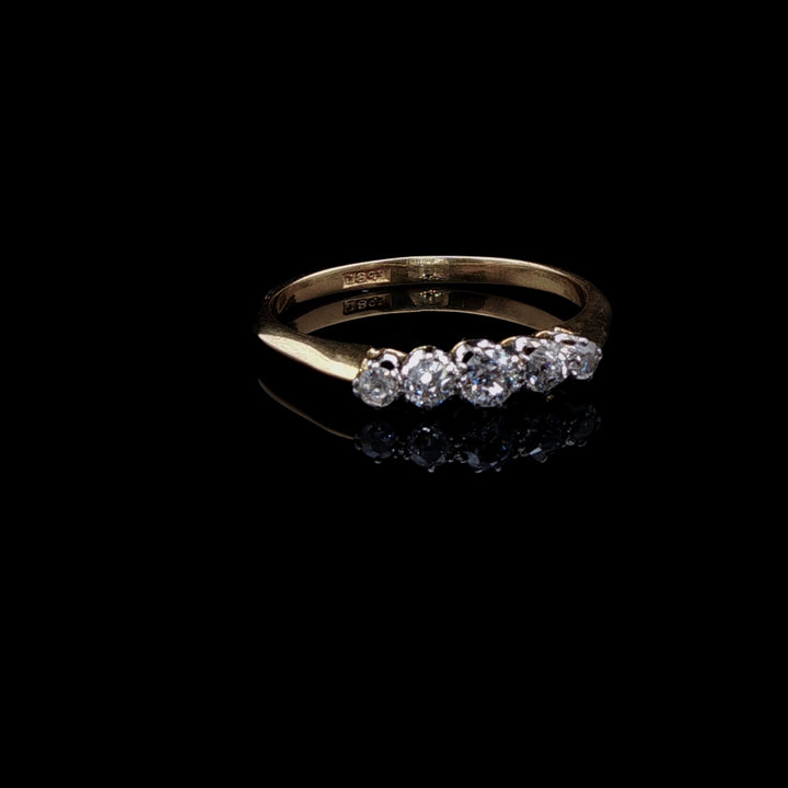 18ct Gold Five Stone Old Cut Diamond Ring