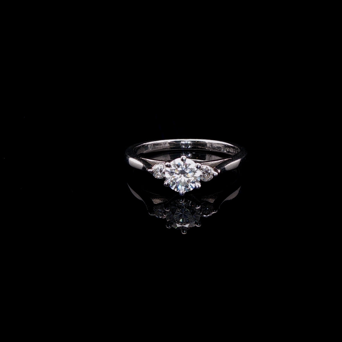 Platinum Three Stone Brilliant and Pear Cut Diamond Ring, 0.50ct