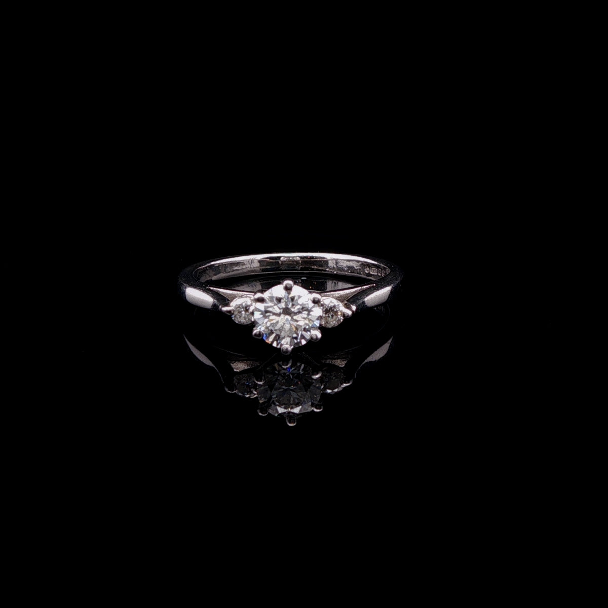 Platinum Three Stone Brilliant and Pear Cut Diamond Ring, 0.50ct