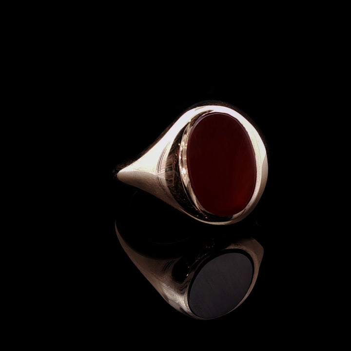9ct Gold Oval Cornelian Stone Signet Ring, 9.2g