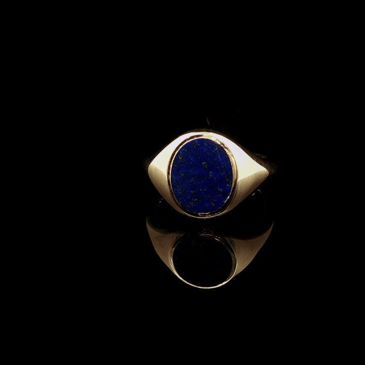 9ct Gold Oval Lapis Stone Signet Ring,4.6g