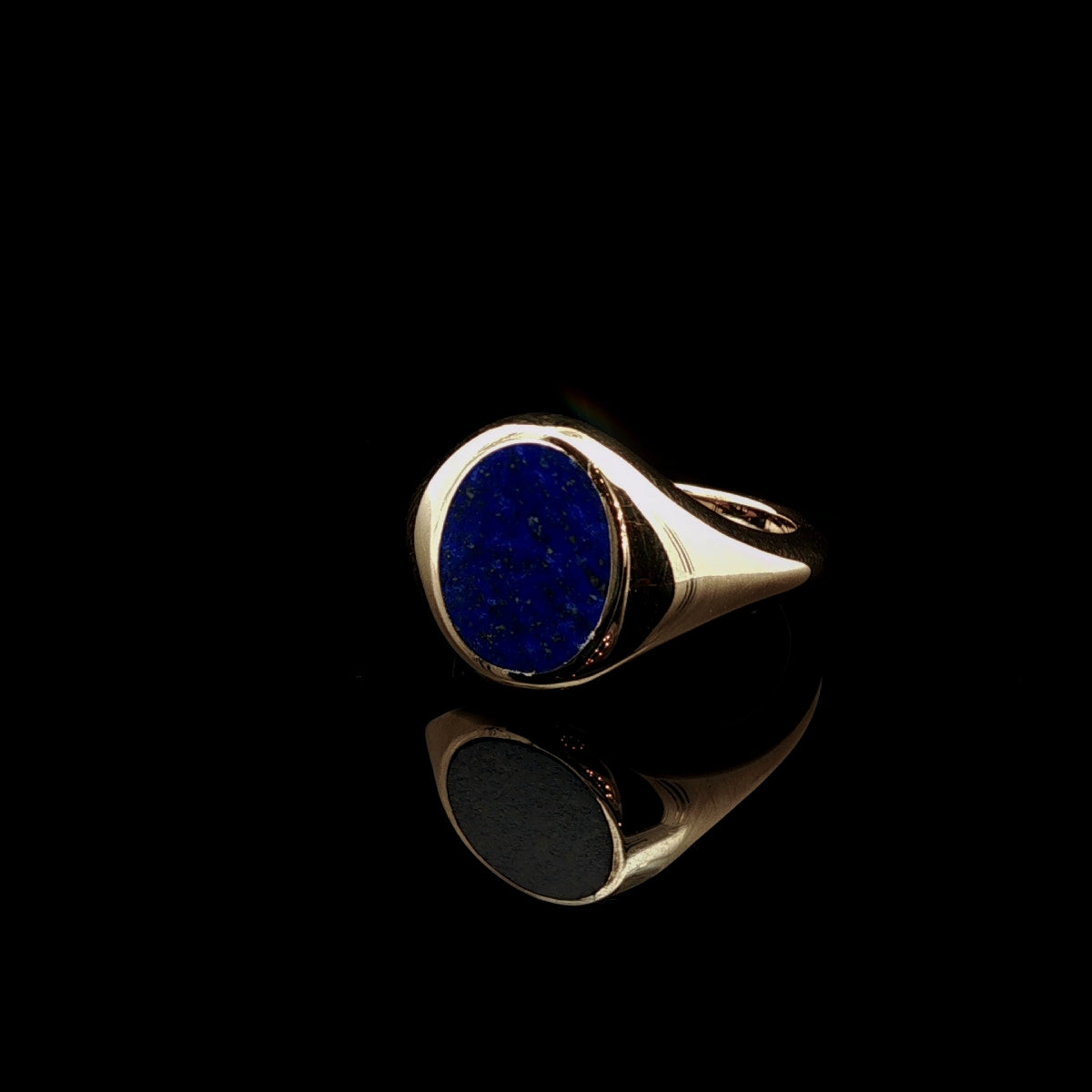 9ct Gold Oval Lapis Stone Signet Ring,4.6g