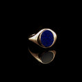 9ct Gold Oval Lapis Stone Signet Ring,4.6g