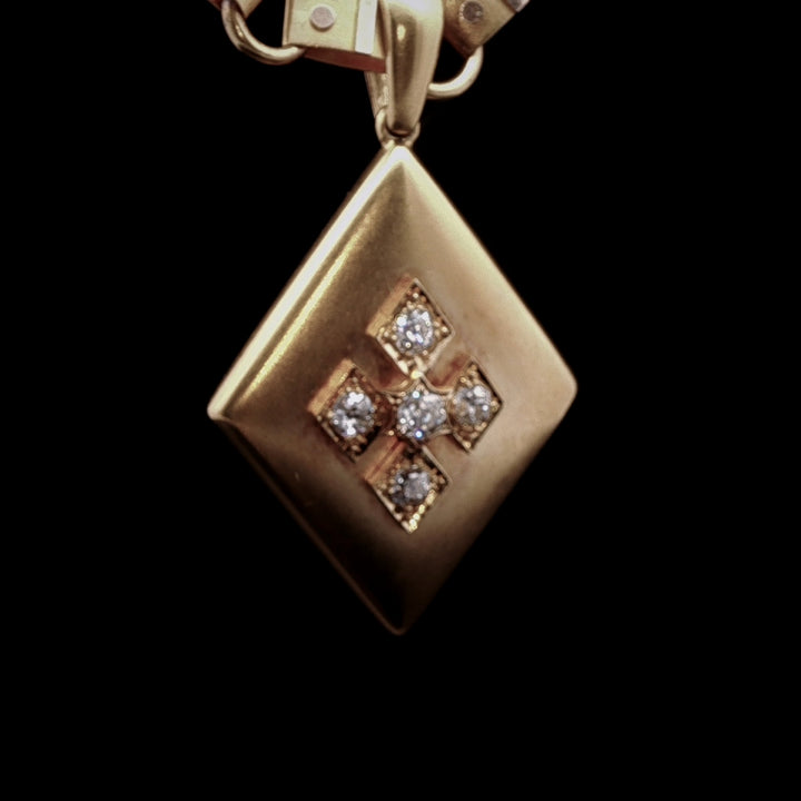 Antique Victorian Fine Gold 1.05ct Diamond Pendant Necklace, Circa 1875