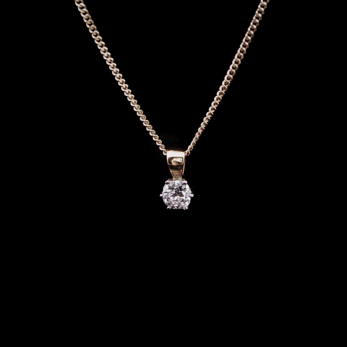 18ct Gold and Platinum Old Cut Diamond Pendant, 0.38ct