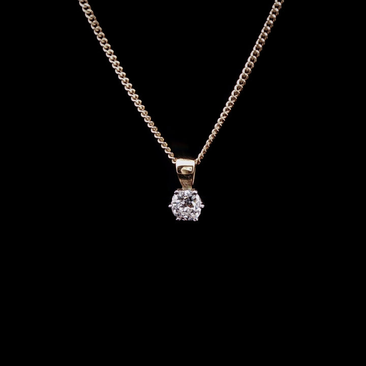 18ct Gold and Platinum Old Cut Diamond Pendant, 0.38ct